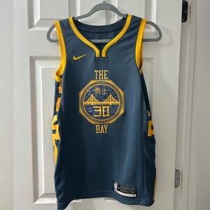 Official NBA Stephen Curry Nike Gray and Yellow Basketball Jersey